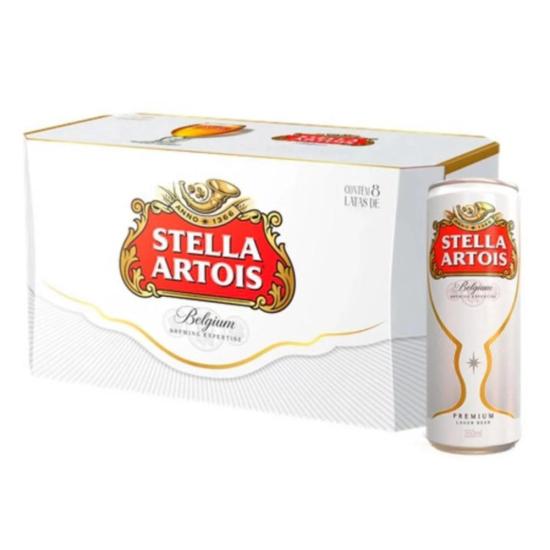 Cerveja Stella Artois lata 350 ml - caixa com 8 unidades